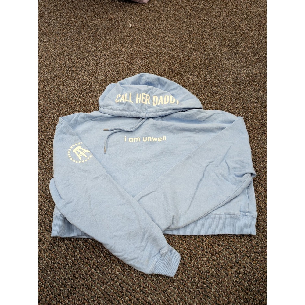 Barstool Chicks Call Her Daddy I Am Unwell Cropped Hoodie Blue Medium MD